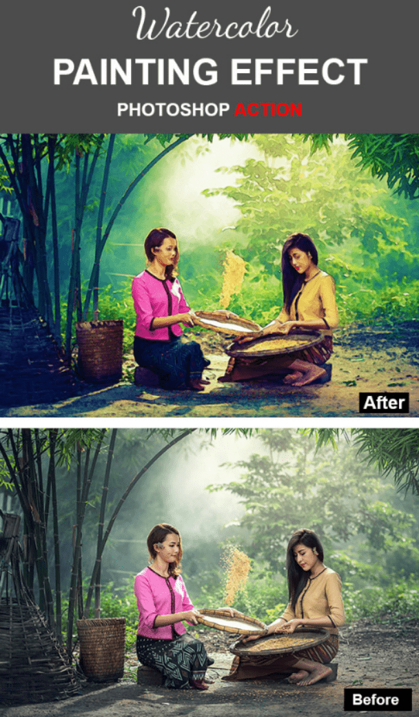 Изображение [graphicriver] Watercolor Painting Effect Photoshop Action в посте 202603