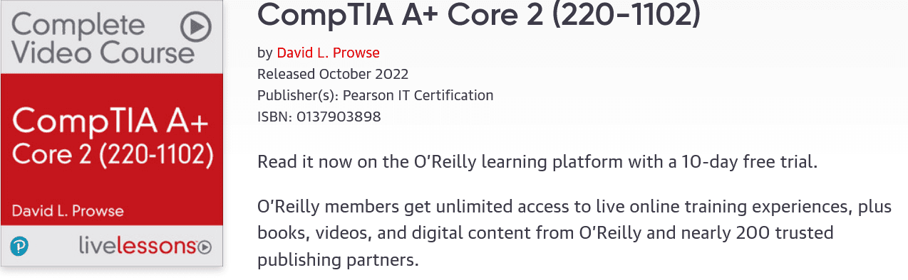 Изображение [oreilly] Полный видеокурс CompTIA A+ Core 2 (220-1102) CompTIA A+ Core 2 (220-1102) Complete Video Course oreilly в посте 286774