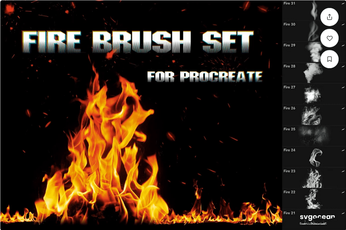 Изображение [creativemarket] Fire and Flame Procreate Brushes в посте 288061