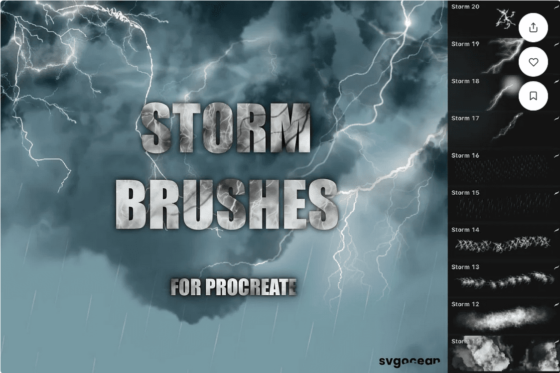 Изображение [creativemarket] Storm and Lightning Procreate Brushes (2022) в посте 288068