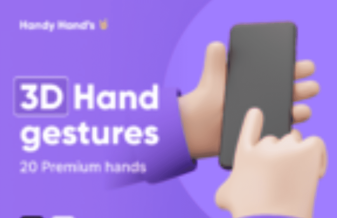 Изображение [UI8] Handy hands! Easily customizable 3D hands for your Websites, Applications, Presentations (2021) в посте 220177