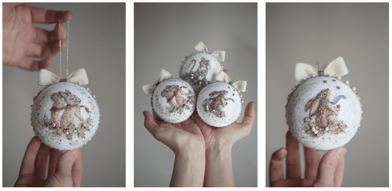 Изображение [Анастасия Демидова] [Вышивание] МК елочные шары из бархата «Лесные зверята» (2021) в посте 246474