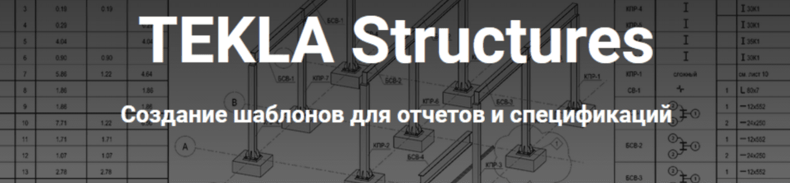 Изображение [Школа НИП] TEKLA Structures. Создание шаблонов для отчетов и спецификаций (2022) в посте 269957